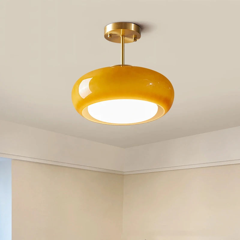 Lustre verre ambré Maison Lumari, lumière dorée et enveloppante