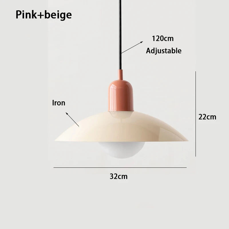 Lustre bicolore Maison Lumari, association vert et rose douce