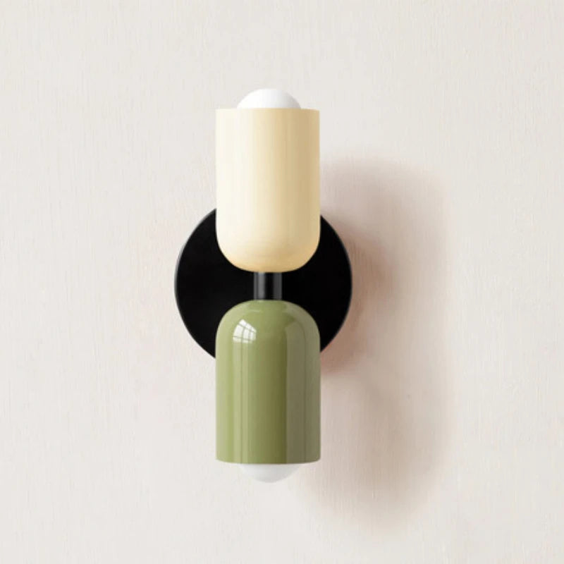 Applique murale Maison Lumari vert olive et saumon, esprit mid-century