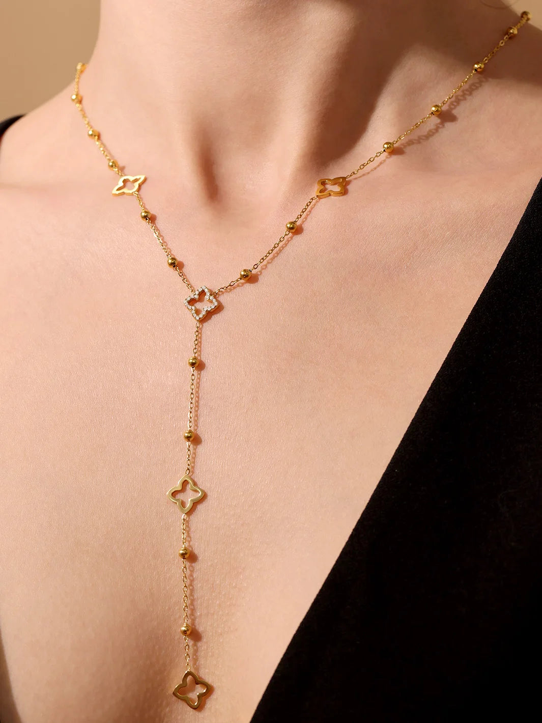 Collier Trèfles Zircons - Clover