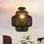 Suspension tressée Maison Lumari en bambou naturel, esprit Japandi