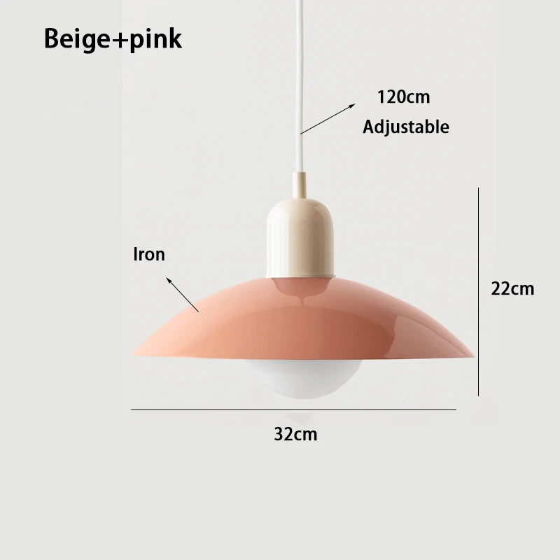 Lustre bicolore Maison Lumari, déclinaison beige et rouge