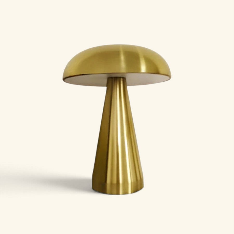 Lampe champignon Maison Lumari en métal doré rechargeable avec design rétro et commande tactile