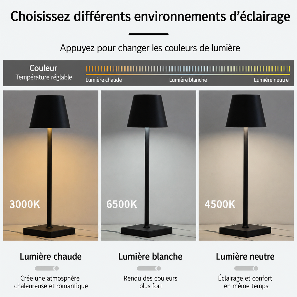 Lampe tactile rechargeable Maison Lumari, idéale pour chevet, bar ou salle à manger